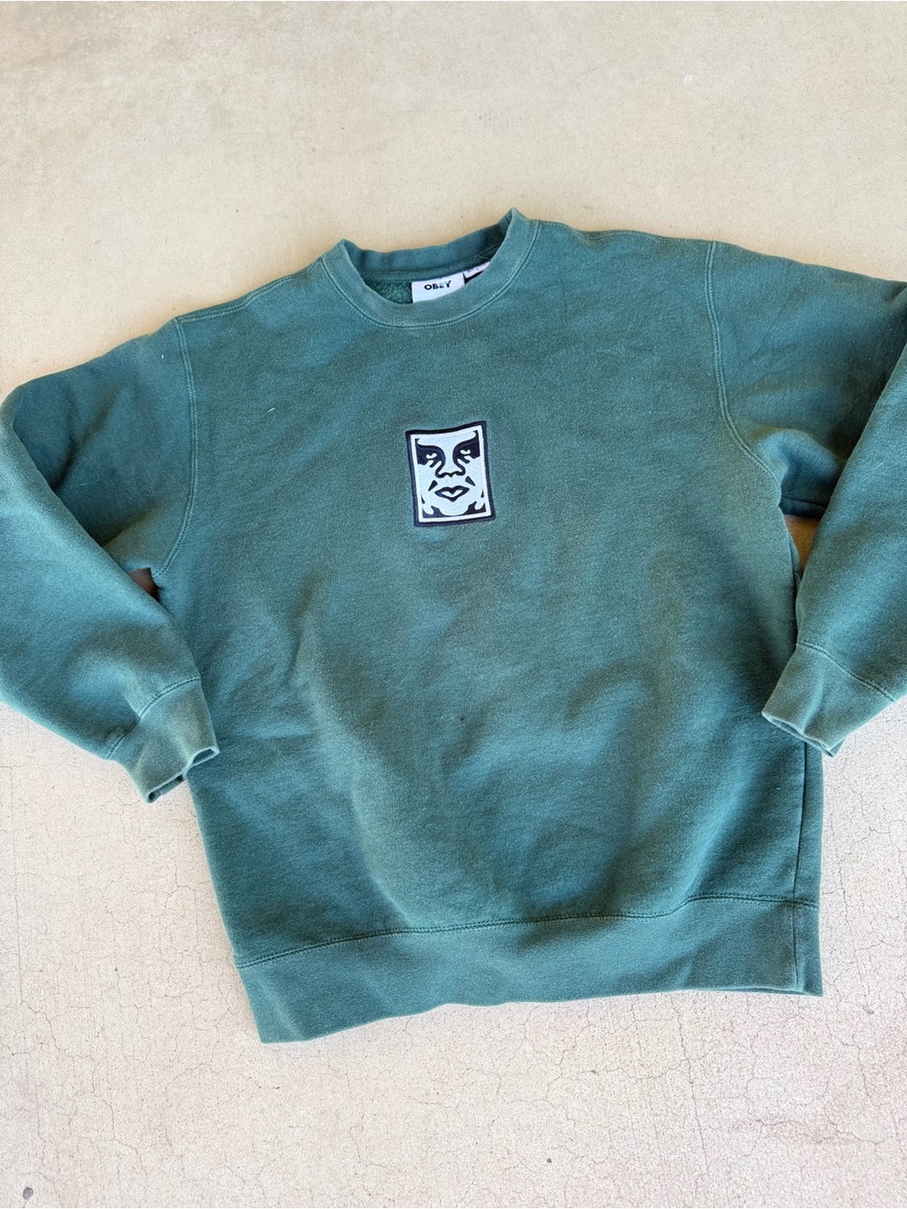 OBEY Icon Face Logo Green Crewneck Sweatshirt – Size S